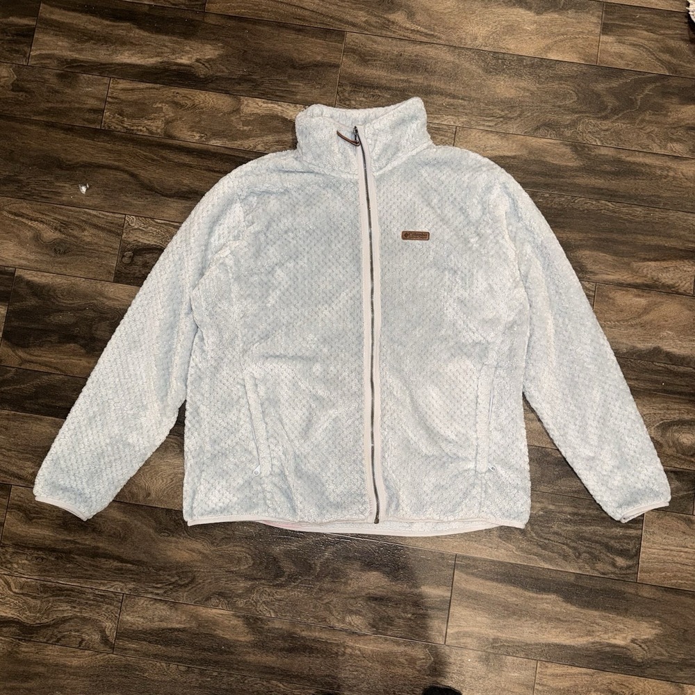 Columbia Fire Side ll Sherpa Full-Zip Jacket Women's Size 1X Soft Ice-Blue Cozy